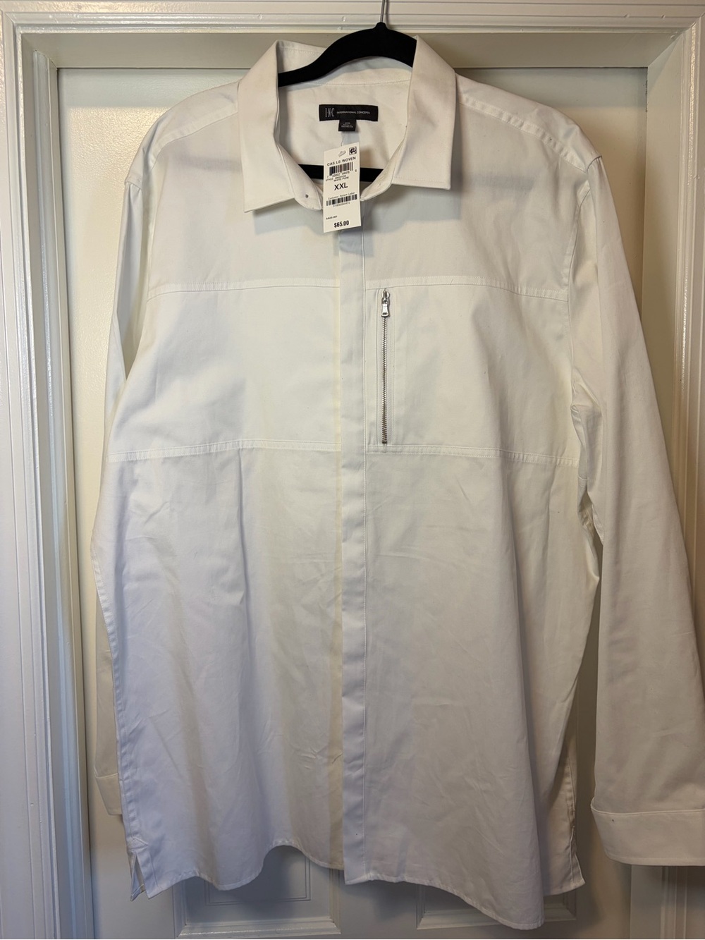 INC International Concepts Men’s White Lightweight Zip-Front Shirt Jacket